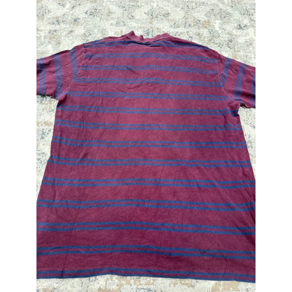 Polo Ralph Lauren Mens 2XLT Tall Striped Pique Polo Burgundy Navy Blue
